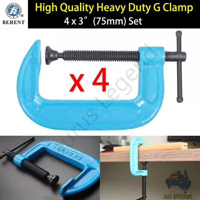 4x 3  Heavy Duty G Clamp Set BERENT Workbench Grip Tool Carpentry Metalwork • $36