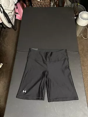 NWT!! Under Armour Women Motion 8in High Rise Compression Bike Shorts Black Sz L • $19.99