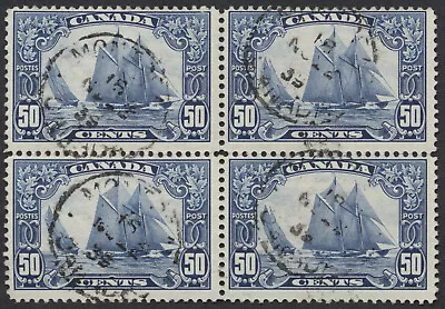 Canada #158 50c Scroll Issue Bluenose Used Block Of 4 Fine Montreal CDS • $128.79