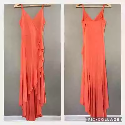 Venus Ruffle High Low Maxi Dress - Coral Salmon - Small • $21