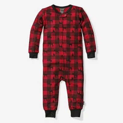 Eddie Bauer Baby Plaid Sleeper Brushed Thermal - Red/Black 9M - NEW • $14.39