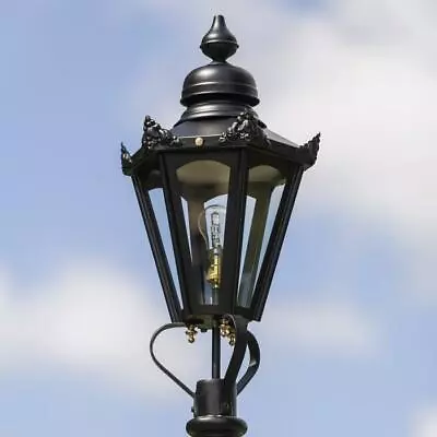 Black Hexagonal Victorian Style Lantern Or Replacement Lamp Post Top - 73cm • £150