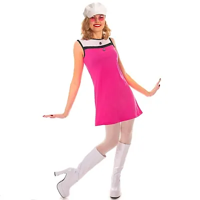 60s 70s Mod Girl Costume Ladies Go Go Swinging Sixties Fancy Dress Vintage Look • £10.99