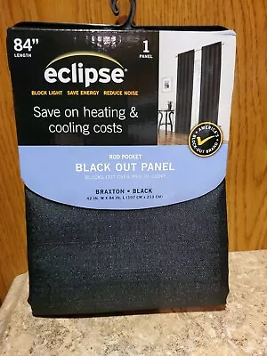 Eclipse Blackout Curtain 1 Panel Rod Pocket Black 42  X 84  • $19.99