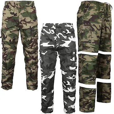 Mens 3 In 1 Zip Off Camouflage Trousers Army Combat Cargo Shorts Work Pant S-3xl • £13.89