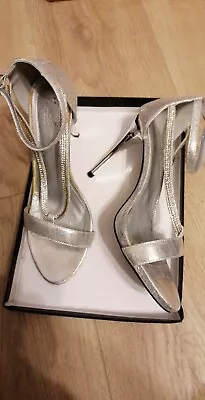 Unze London Ladies SILVER  Womens Sandals High Heels Party Shoes UK Size 7 • £15