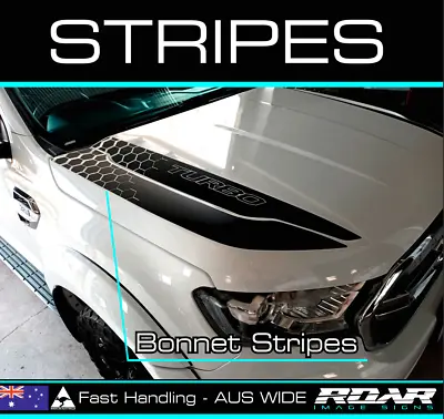 AM BONNET Stripes Kit Decals Stickers Fit 2015-2021 Ford Ranger Everest Turbo • $99