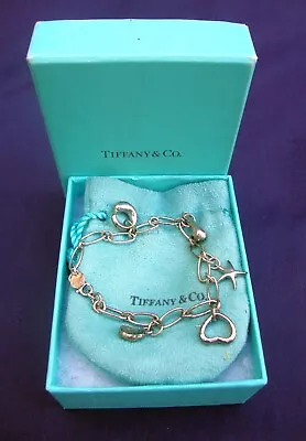 Beautiful Genuine Tiffany & Co Elsa Peretti 5 Charm Silver Bracelet • $160.39