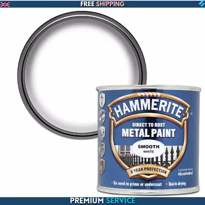 Hammerite Direct To Rust Metal Paint - Smooth White Finish 250ML • £9.18