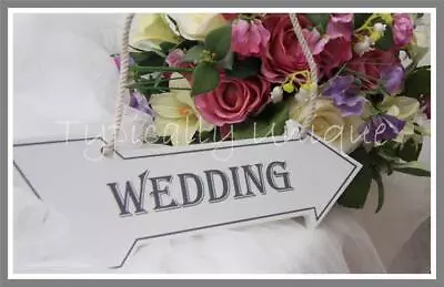£5.50 • Buy New Wedding White Wooden Hanging Arrow Plaque Sign Vintage Shabby Chic