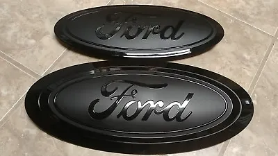 2017-19 Ford F250 F350 GRILL And TAILGATE Emblem GLOSS/MATTE BLACK COMBO PAIR • $298