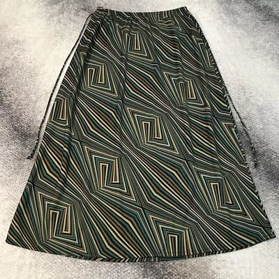 Vintage Clio Green Geometric Maxi Skirt • $16