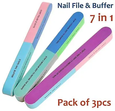 3 X 7 In 1 Nail Files Buffers Sanding Block Nails Polishing Shine Polish - UK • £3.99