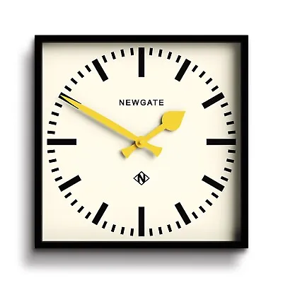 £27.50 • Buy Wall Clock Plastic Black Square Station Vintage Kitchen Office Retro Newgate