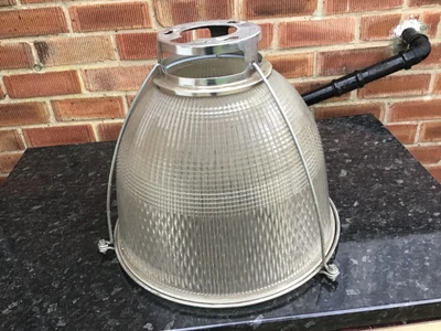 £20 • Buy Vintage Industrial Factory Large Holophane Glass Ceiling Lamp Light Shade 
