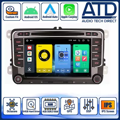 Android Auto Radio For VW Golf MK5 MK6 Eos Polo CarPlay SatNav IPS GPS Head Unit • $419.66