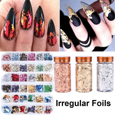 Nail Foils Paper Holographic Flakes Nail Art Sticker 3D Manicure Decoration Tips • $1.29