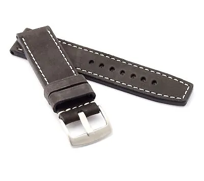 Marino Parallel : VINTAGE CALF Saddle Leather Watch Strap BLACK 22 24 26mm • £35
