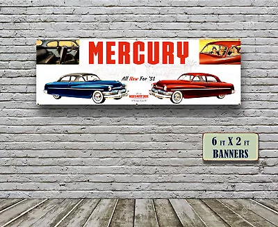 1951 Mercury Dealer Garage Banner Hot Rod Flathead Passenger Car Coupe Ford • $64.99