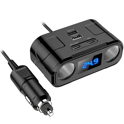 USB Type C PD Fast Charger 2 Way Car Cigarette Lighter Power Adapter LED Voltage • $18.80