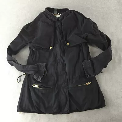 Zara Womens Jacket Size M Navy Blue Zip-Up Pockets Overcoat Parka • $20.98