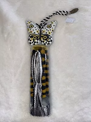 Mackenzie Childs Tassel Butterfly Beaded Pom Poms White Black Yellow Spot On NWT • $88