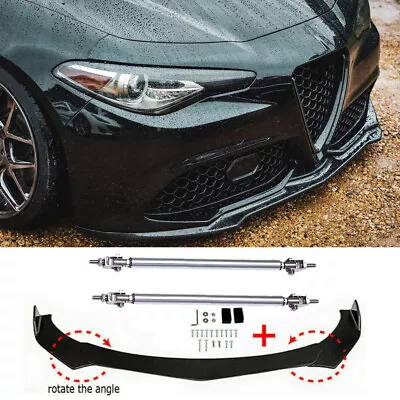 For Alfa Romeo Gloss Black Front Bumper Lip Spoiler Splitter Kits + Strut Rods • $109.58