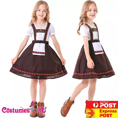 Girls Oktoberfest Beer Maid Costume Kids Child German Bavarian Fancy Dress • $28.49