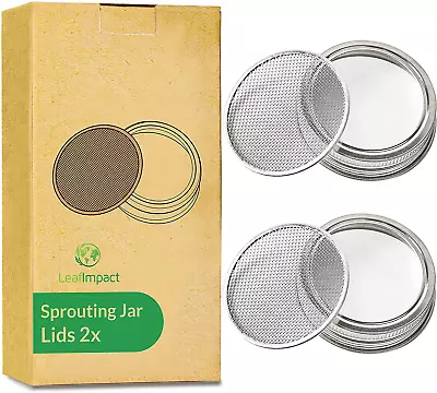 2 Pack Seed Sprouting Jar Lids | For 2.75  Regular Mouth Mason Jars | Fresh Spro • $11.83