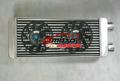 Universal Aluminum Turbo Intercooler 600x300x70mm Same Side 76mm In/Out + FANS • $184