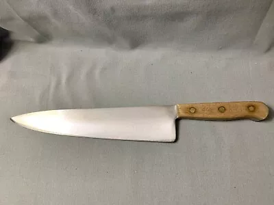 Vintage Chicago Cutlery 44S Large Chef's Knife 10  Blade Walnut Handle Full Tang • $29.99