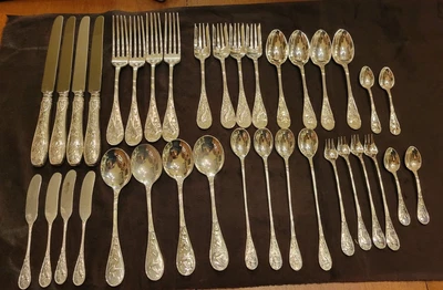 $9800 • Buy Audubon By Tiffany 36 Pcs Sterling Silver  4 Nine Pc Place Settings No Monos