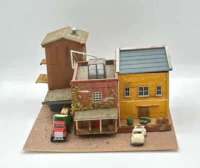 N Scale Custom Built Weathered  Old Industrial Warehouse Buildings Diorama • $60