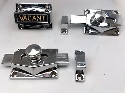 1930's CHROME ART DECO VACANT ENGAGED TOILET BATHROOM DOOR LOCK PLUS 2ND LOCK • $166.46