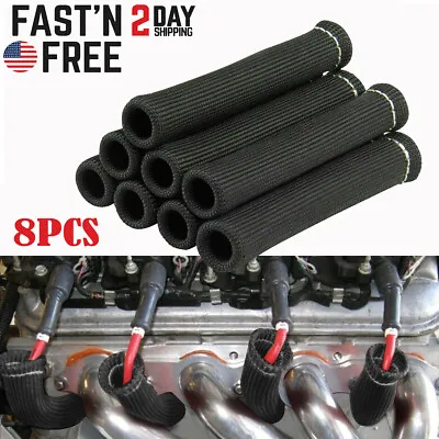 $11.89 • Buy 8Pcs 2500° Spark Plug Wire Boots Protector Sleeve Heat Shield Cover For LS1/LS2