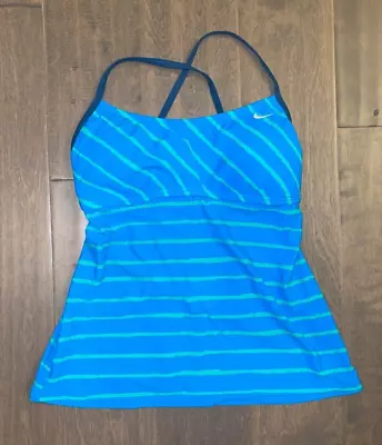 Nike Womens Blue Stripe Swimsuit Tankini Top 6 Small Used • $20.99