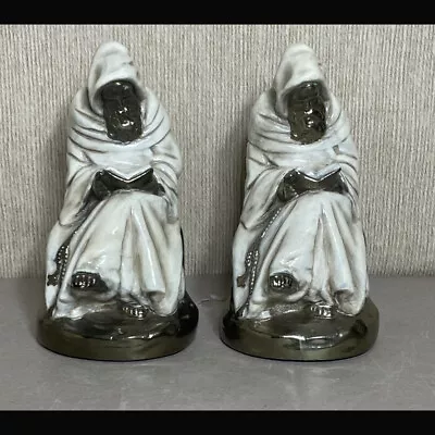 Vintage Pair Marion Bronze Co Monk Bookends Reading Gold Monk • $135