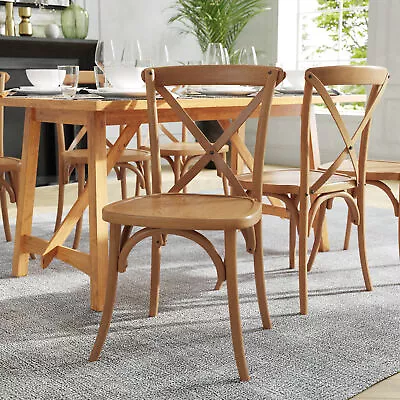 HERCULES Series Stackable Pecan Wood Cross Back Chair • $158.92