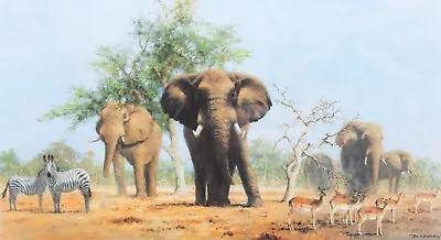 David Shepherd 'an African Landscape' Limited Edition Elephants Print Signed • £200