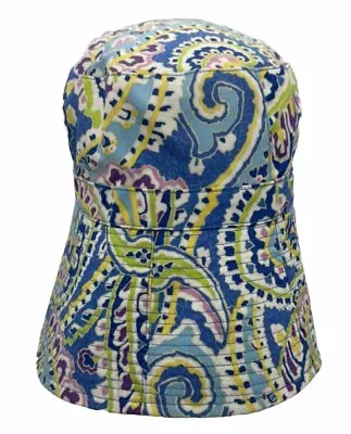 Vera Bradley Bucket Hat Capri Blue 100% Cotton One Size Reversible Paisley Sun • $12