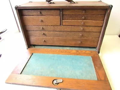 Vintage Antique 8-Drawer Oak Wood Machinist Tool Box Chest • $245