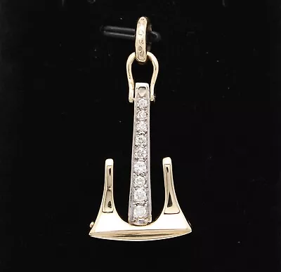 14kt Yellow Gold .40 Ct Tw Diamond Anchor Moving High Polish Pendant • $999.95