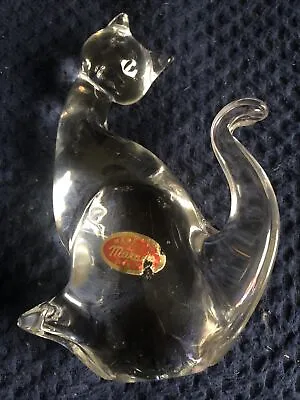 Beautiful Vintage Murano Clear Glass Cat With Sticker • $74