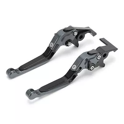 ・Grey 2pcs Motorcycle Brake Clutch Levers Adjustable CNC Aluminium Alloy Replace • $29.24