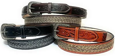 Men's Western Leather Belt Hand Crafted Cowboy Rodeo Leather Belt Cinto Vaquero • $22.99