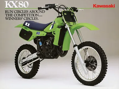1984 KAWASAKI KX80 VINTAGE MOTORCYCLE AD DIRT BIKE POSTER 27x36 9MIL PAPER • $39.95