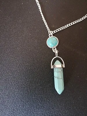 £3.80 • Buy Turquoise Necklace Crystal Point Bullet Pendant Silver-Plate Gift