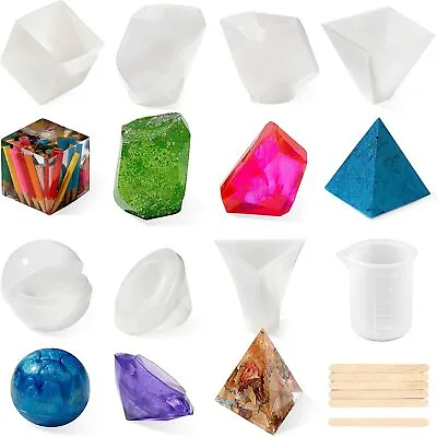 £13.49 • Buy 8 Pack Epoxy Resin Moulds DIY Jewellery Crafts Moulds Casting Starter Tool Kit