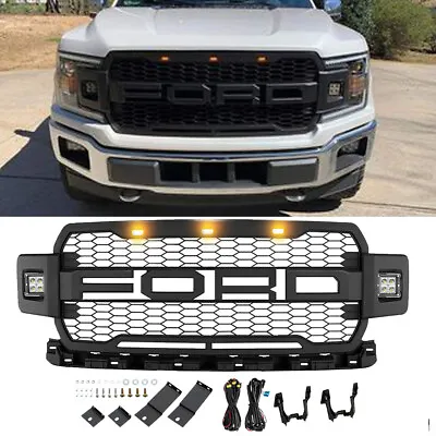 Grill For 2018-2020 Ford F150 Raptor Style Front Bumper Grill /2Side Lights • $217.99