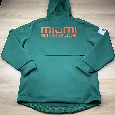 Miami Hurricanes Hoodie Mens Medium Green Pullover Football NCAA Adidas • $29.59